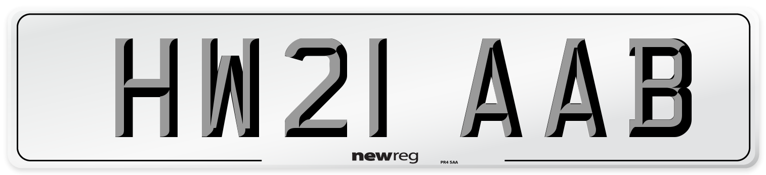 HW21 AAB Number Plate from New Reg